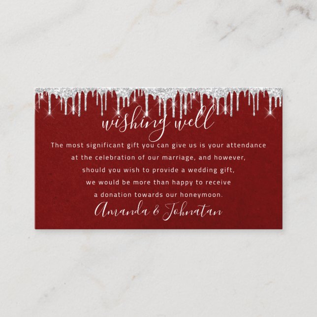 Cartão De Visita Wishing Well For Wedding Invitation Red Wine (Frente)