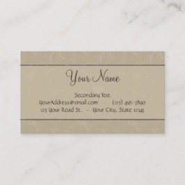 Cartão De Visita Wisps florais & listras de Tan com monograma