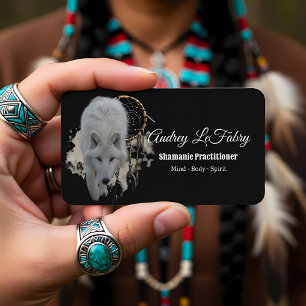 Cartão De Visita Wolf Shamanic Branco