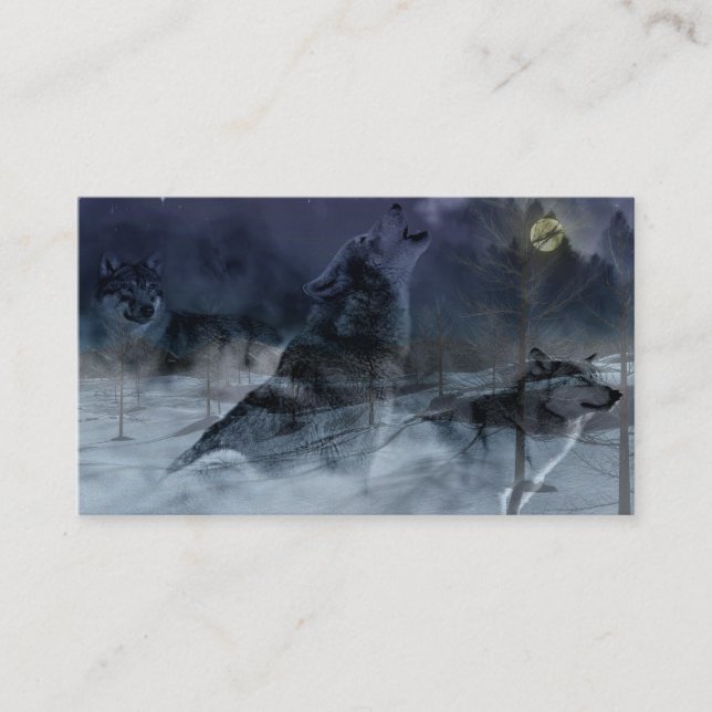 Cartão De Visita Wolf Spirit Moon Night (Frente)