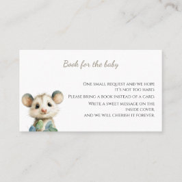 Cartão De Visita Woodland Opossum Baby Shower • Books for Baby Card