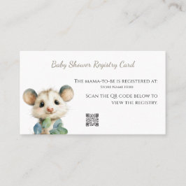 Cartão De Visita Woodland Opossum Baby Shower • Registry Card