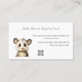 Cartão De Visita Woodland Opossum Baby Shower • Registry Card