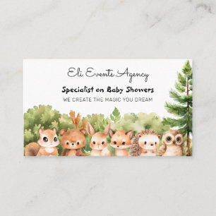 Cartão De Visita Woodland Simple Cute Baby Events Agency