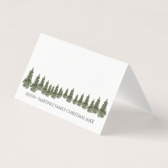 Cartão De Visita Woodland Spruce Forest Guest Place Card (Frente)