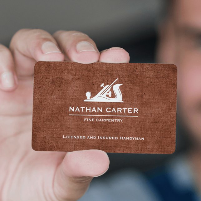 Cartão De Visita Woodworker Carpenter Jack Plane Grunge BROWN (Criador carregado)