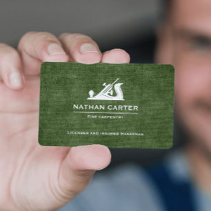 Cartão De Visita Woodworker Carpenter Jack Plane Grunge GREEN