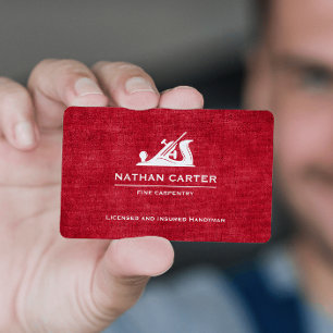 Cartão De Visita Woodworker Carpenter Jack Plane Grunge RED