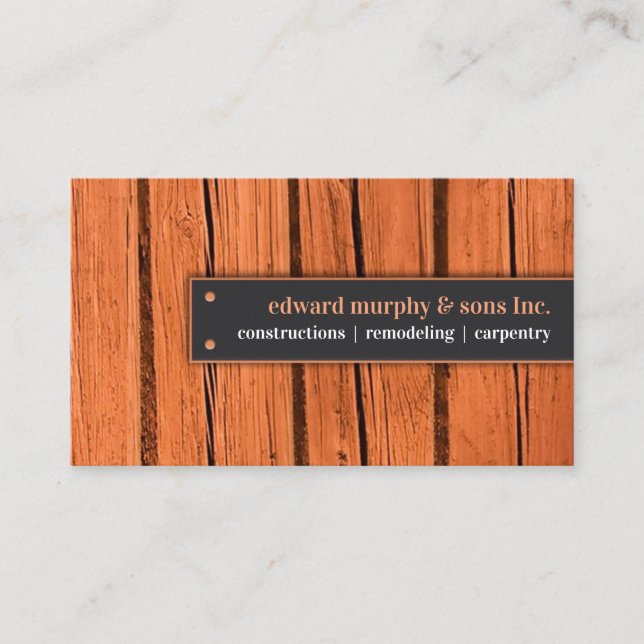 Cartão De Visita Woodworking Contractor Business Card Template (Frente)