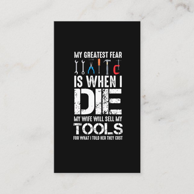 Cartão De Visita Workshop de Ferramentas Caras para Marido (Frente)