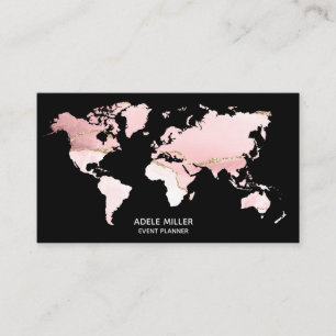 Cartão De Visita World Map Agate Pink Event Planner Viagem Blogger