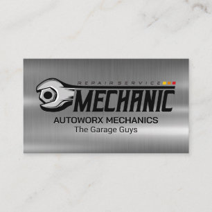 Cartão De Visita Wrench Bolt   Mecânica de garagem   Metálico