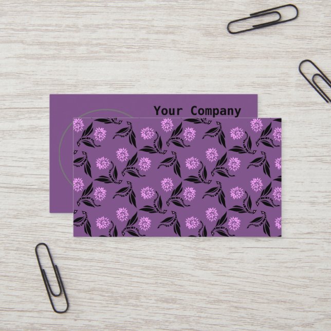 Cartão De Visita Wyn Dragonfly Preta com Flor Rosa (Frente/Verso In Situ)