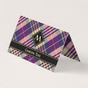 Cartão De Visita Xadrez azul, dourado e roxo