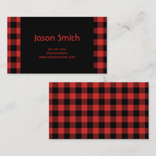 Cartão De Visita Xadrez de Buffalo Vermelho e Negro