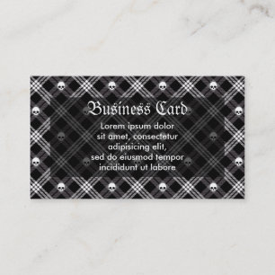 Cartão De Visita Xadrez de Tartan do crânio gótico