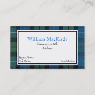 Cartão De Visita Xadrez de Tartan Escocês do MacKirdy Personalizad