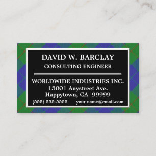 Cartão De Visita Xadrez de Tartan escocesa da caça de Barclay do