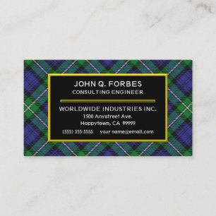 Cartão De Visita Xadrez de Tartan escocesa de Forbes do clã