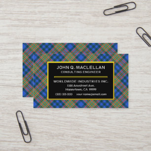 Cartão De Visita Xadrez de Tartan escocesa de MacLellan do clã