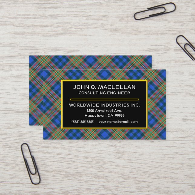 Cartão De Visita Xadrez de Tartan escocesa de MacLellan do clã (Frente/Verso In Situ)