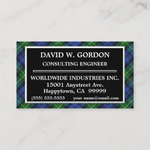 Cartão De Visita Xadrez Escocês do Clã Gordon Tartan