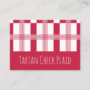 Cartão De Visita Xadrez Escocês Tartan Vermelho Branco Listras
