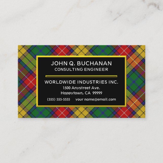 Cartão De Visita Xadrez Escocesa Clan Buchanan Tartan (Frente)