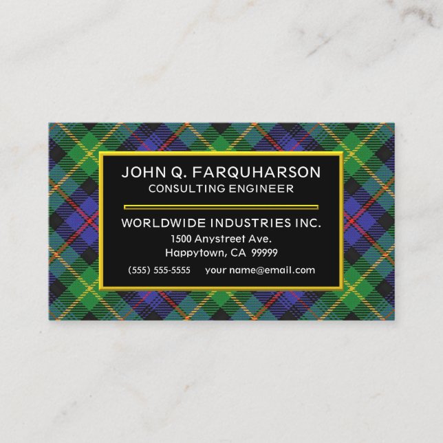 Cartão De Visita Xadrez escocesa Clan Farquharson Tartan (Frente)