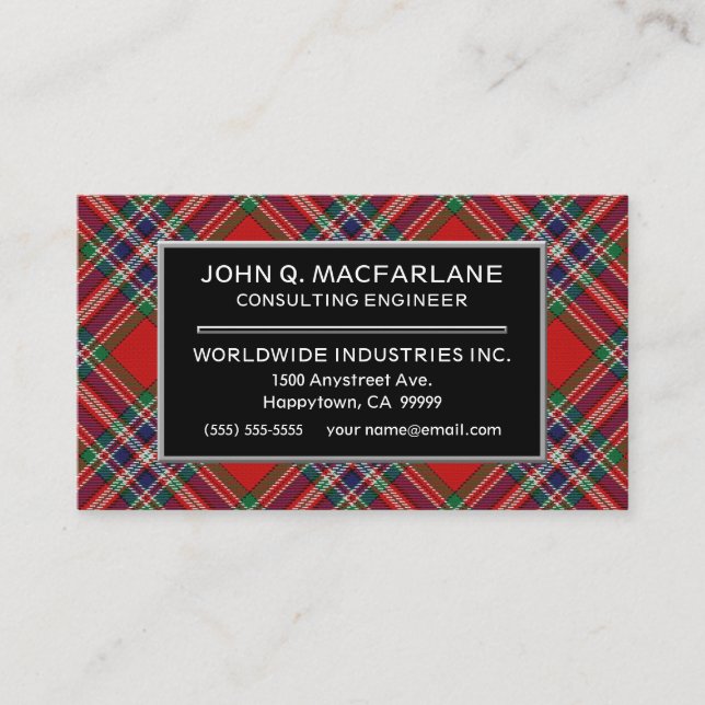 Cartão De Visita Xadrez Escocesa Clan MacFarlane Tartan (Frente)