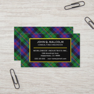 Cartão De Visita Xadrez Escocesa Clan Malcolm Tartan