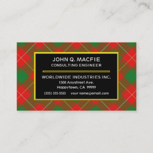 Cartão De Visita Xadrez Escocesa de Clan MacFie Tartan