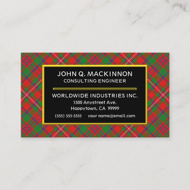 Cartão De Visita Xadrez Escocesa de Clan MacKinnon Tartan (Frente)