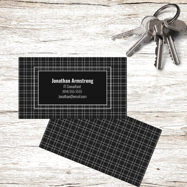 Cartão De Visita Xadrez Preta e Branca (Criador carregado)