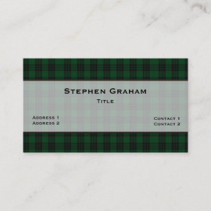 Cartão De Visita Xadrez Verde e Preto Graham Tartan Personalizada
