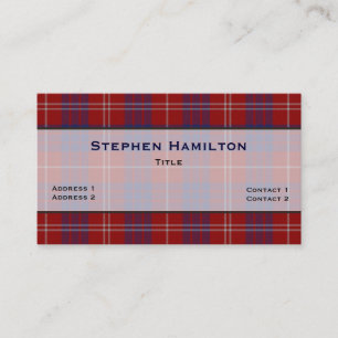 Cartão De Visita Xadrez Vermelha, Branca e Azul de Hamilton Tartan