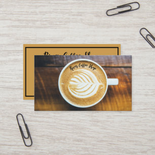 Cartão De Visita Xícara de café Espuma de folha de folhas em forma 