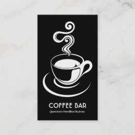 Cartão De Visita Xícara de café vertical - Branco em preto