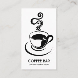 Cartão De Visita Xícara de café Vertical - Preto em Branco