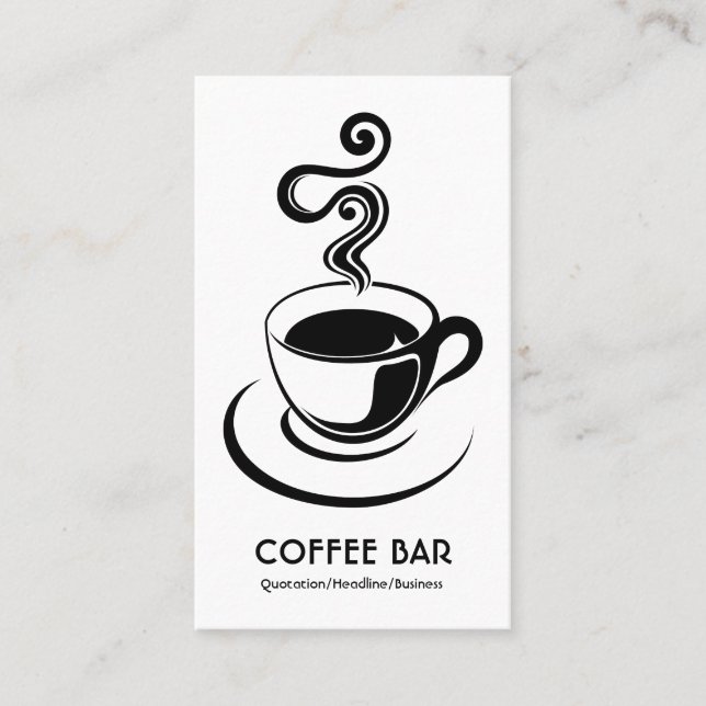 Cartão De Visita Xícara de café Vertical - Preto em Branco (Frente)