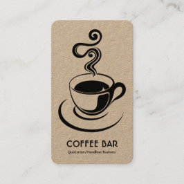 Cartão De Visita Xícara de café vertical - Preto em branco (Dourado
