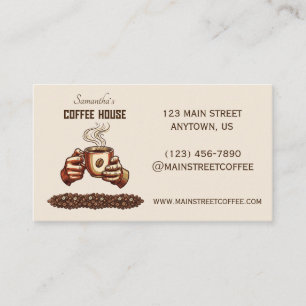 Cartão De Visita Xícara de Café Vintage Marca de Café Personalizada