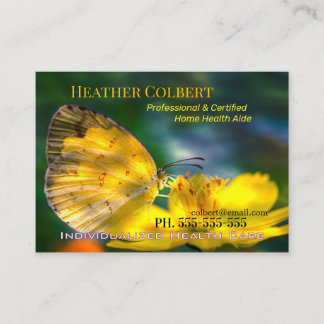 Cartão De Visita Yellow Butterfly Trustworthy Caregiver