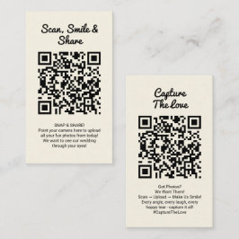 Cartão De Visita Yellow Wedding Photo Sharing Capture Love QR Code 