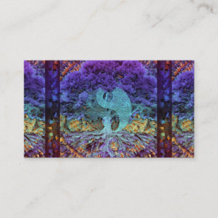 Cartão De Visita Yin roxo Yang com coração da mandala