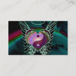 Cartão De Visita Yin Yang, asas do anjo e coração