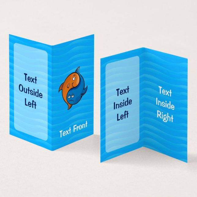 Cartão De Visita Yin Yang Fish Cartoon Vertical (Interior e exterior)