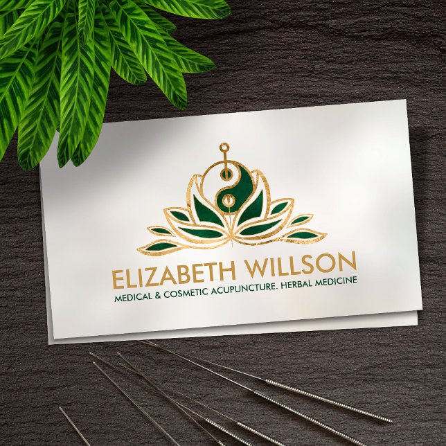 Cartão De Visita Yin Yang Lotus Acupuncture Agulha (Criador carregado)