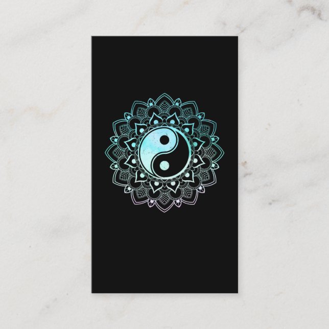 Cartão De Visita Yin Yang Lotus Mandala Espiritual Reiki Master (Frente)