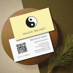Cartão De Visita Yin Yang QR code Holística Healer Bem-estar